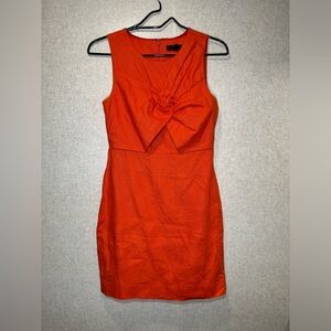 J. Crew Orange Knot Front Linen Dress Coastal Grandma Dress Size 2P